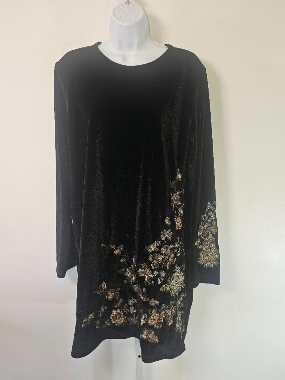 Asos Dress Black Velvet Embroidered Shift Goth Boho Grunge 12